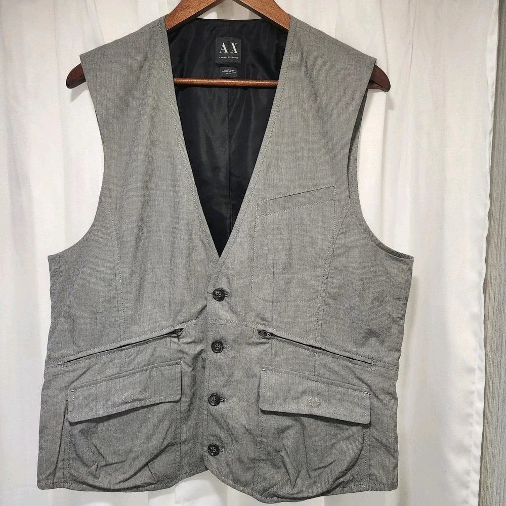 Armani Exchange Mens‎ Suit Vest Waistcoat XL Grey Formal